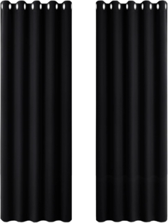 PONY DANCE Blackout Curtains for Bedroom 2er Set Thermo Gardinen Kälteschutz mit Ösen Schlafzimmer Vorhänge Schwarz Blickdicht Verdunkelungsvorhang, H 228 x B 167 cm