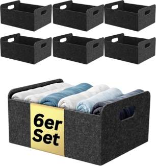 Bada Bing Aufbewahrungskorb Filzkorb Filz Aufbewahrungsbox Regalkorb Organizer Faltkorb Anthrazit (6er Set, 6 St, ca. 31 x 25 x 15 cm), faltbar