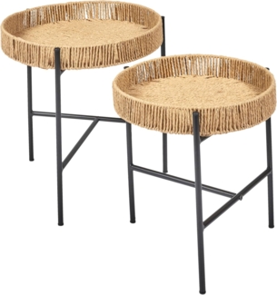HOME DECO FACTORY Ausziehtisch, 2 Stück, Pampa, Metall, Braun/Schwarz, 41 x 42 x 41