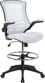 Flash Furniture Zeichenstuhl, Schaumstoff Netzgewebe Metall Kunststoff Sperrholz, Weißes Netz, 64. 77x62. 23x128. 91 cm