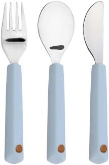 LÄSSIG Kinderbesteck Set 3-teilig Gabel, Löffel, Messer Edelstahl Silikongriff/Cutlery with Silicone Handle Happy Rascals Smile