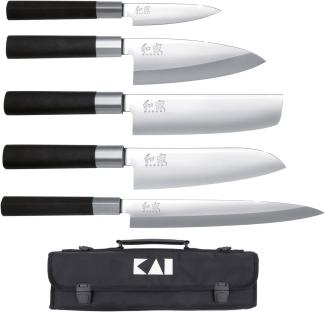 Kai Wasabi Black Messertasche mit 5 Messer, Messeraufbewahrung, Messeretui, DM-0781JP67