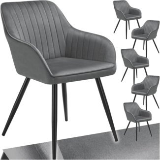 tectake Esszimmerstuhl Marilyn (6er Set, 6 St), gepolstert, in Samtoptik, gesteppt