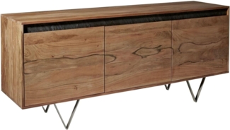 Design-Sideboard Stonegrace 175 cm Akazie Natur Schiefer 3 Türen
