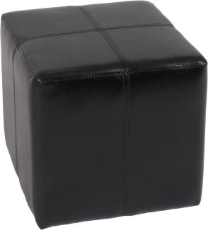 Sitzwürfel Hocker Sitzhocker Onex, Leder + Kunstleder, 36x36x36cm MVG-zertifiziert ~ schwarz