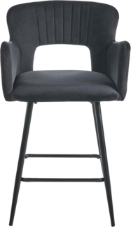 Set mit 2 Barstühlen SANILAC Samtstoff Schwarz