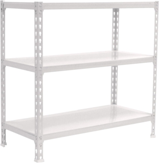 Simon Rack Schwerlastregal, 1000 x 1100 x 300 mm, Bis 200 kg Belastbar, 3 Verstellbare Ablagen, Kellerregal, Lagerregal, Weiss - Simonclick