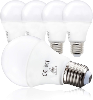 B.K.Licht - 5er Set LED Lampe E27 mit warmweißer Lichtfarbe, 9 Watt, 806 Lumen, Glühbirne, Leuchtmittel, LED Birne, Globe, Glühlampen, Bulb,11x6 cm, Weiß