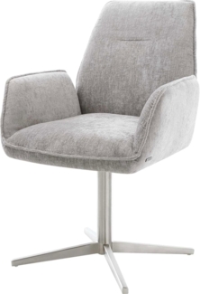 Drehstuhl Zoa-Flex Chenille Silbergrau Fußkreuz Edelstahl 360° drehbar Taschenfederkern