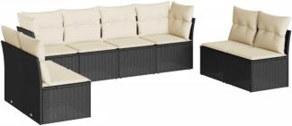 vidaXL 8-tlg. Garten-Sofagarnitur mit Kissen Schwarz Poly Rattan 3249285