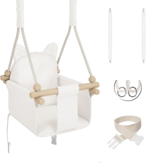 MAMOI Babyschaukel Kinderschaukel Holz + SICHERHEITSGURT, Schaukel für Kinder Garten Indoor Outdoor | CE | 100% ECO | Made in EU