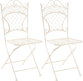 CLP 2er Set Gartenstuhl Adelar klappbar,antik-creme