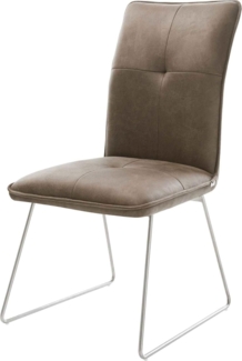 Esszimmerstuhl Maddy-Flex Mikrofaser Taupe Vintage Kufengestell Edelstahl