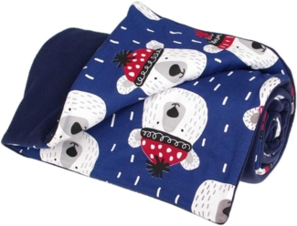 Kaarsgaren Kinderwagendecke für Winter, Größe 70x100 cm, Farbe: Dunkelblau/Bären, doppelseitig Kuscheldecke, Babydecke, Erstlingsdecke, Krippe Decke (Dunkelblau/Bären)