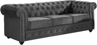 Vente-unique - Sofa 3-Sitzer - Samt - Anthrazit - CHESTERFIELD