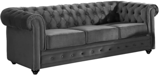 Vente-unique - Sofa 3-Sitzer - Samt - Anthrazit - CHESTERFIELD