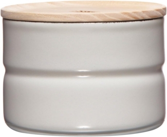 Riess Vorratsdose 230ml Emaille mit Holzdeckel light grey