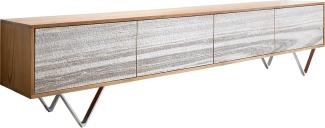 Lowboard Kleo 200 cm Akazie Natur 4 Türen V-Fuß Edelstahl