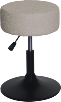 Hocker HWC-C22, Sitzhocker Schminkhocker, höhenverstellbar drehbar Ø 37cm Stoff Bouclé (450g/m²) FSC® ~ beige