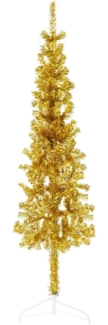 vidaXL Künstlicher Halb-Weihnachtsbaum mit Ständer Schlank Gold 120 cm 344589