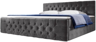 Boxspringbett Velutto mit Stauraum 200x200 Grau H2 (bis 70kg)