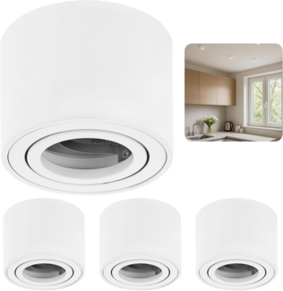 Sweet LED Aufbauleuchte Deckenspots Aufputz flach 50mm Aluminium Aufbauspots weiß matt rund, schwenkbar, ohne Leuchtmittel, Aufbaustrahler LED, Aufbauspot, Deckenstrahler