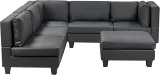Beliani 'Unstad' Sofa, Schwarz, Kunstleder, 72 x 228 x 228 cm, mit Ottomane, Rechts