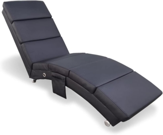 BAKAJI Lounge Relaxliege mit Seitentasche und hoher Intensität Polsterung für mehr Komfort, ergonomischer Lesessel mit hoher Rückenlehne und Solider Struktur, aus Kunstleder (schwarz)