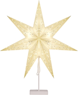 Casaria LED Weihnachtsstern mit Ständer Pailetten Beleuchtet 60 cm creme Papierstern Weihnachten Weihnachtsdeko Leuchtstern Dekostern Adventsstern