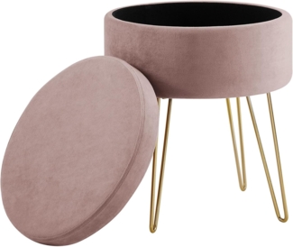 Zedelmaier Runder Sitzhocker Schminktisch Hocker Ottoman Gepolsterter Hocker Abnehmbarer Bezug Metallstütze (Pink)