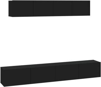 vidaXL 4-tlg. TV-Schrank-Set Schwarz Holzwerkstoff 3114535