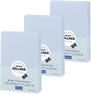 Julius Zöllner Spannbetttuch Jersey 90x40 Hellblau 3er Pack