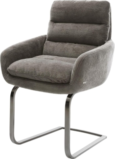 Freischwinger Abelia-Flex mit Armlehnen Bouclé Soft Schlamm Freischwinger flach Graphit