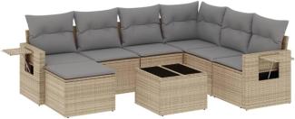 vidaXL 8-tlg. Garten-Sofagarnitur mit Kissen Beige Poly Rattan 3252846