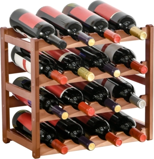 HOMCOM Weinregal Flaschenregal Weinhalter für 16 Flaschen, Wasserfestes Standregal Getränkeregal 1-tlg, Braun, 43 x 23,5 x 38 cm