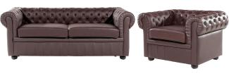 Sofa Set Leder braun 4-Sitzer CHESTERFIELD