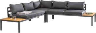 riess-ambiente Sitzgruppe MIAMI LOUNGE 240cm anthrazit/natur/grau · wetterfeste Gartenmöbel, (Einzelartikel, 1-tlg), Aluminium · Outdoor-Loungemöbel für Terrasse & Balkon · inkl. Kissen