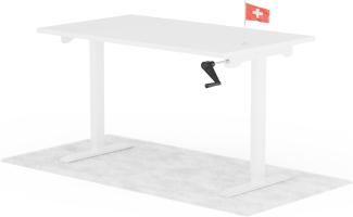 manuell höhenverstellbarer Schreibtisch EASY 140 x 80 cm - Gestell Weiss, Platte Weiss