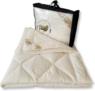 Meivita Naturhaarbettdecke Bio Merino Schafschurwolle Sommerdecke kbA und kbT, Füllung: 100% Wolle kbT, Bezug: 100% Baumwolle kbA, Bettdecke Hergestellt in Deutschland