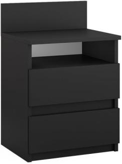 Vicco Nachttisch Monty, 39,6 x 59,1 cm, Schwarz, Nachtschrank mit 2 Schubfächer