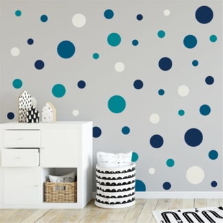 yabaduu Kreise Set 120 Stück Punkte Wandtattoo Kinderzimmer Schlafzimmer Babyzimmer Aufkleber Folie Deko Selbstklebend für Junge Mädchen Pastell Y068 (Y068-10 Petrol)