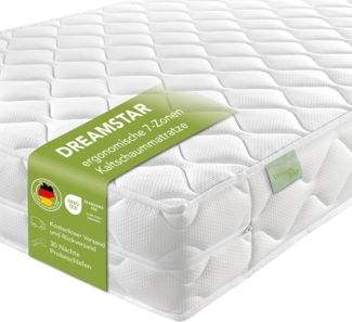 DREAMSTAR Ergo Flex | orthopädische 7-Zonen Kaltschaummatratze | 16 cm hoch | Öko-Tex Zertifiziert | Härtegrad 2 und 3 (H2 & H3)| Rollmatratze | 90x190 cm