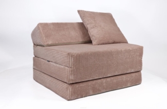 Klappmatratze Klappmatratze mit Kopfteil aus Cord, FORTISLINE, Klappbar, als Sitzmöglichkeit nutzbar, Bezug abnehmbar und waschbar