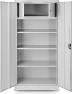 Jan Nowak by Domator24 Aktenschrank mit Geheimfach C001D Metallschrank Büroschrank Stahlblech Pulverbeschichtung 185 x 90 x 45 cm (grau/grau)