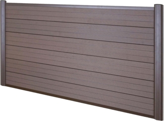 WPC-Sichtschutz Sarthe, Windschutz Zaun, Alu-Pfosten ~ Basiselement niedrig, 1,90m braun