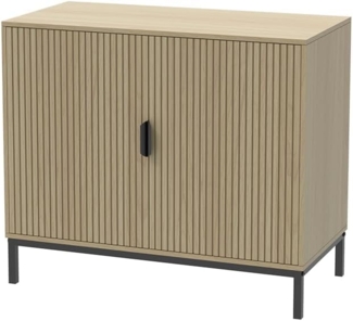 Vicco Highboard Lennox, Eiche/Schwarz, 80 x 45 cm mit 2 Türen