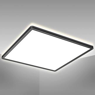 B.K.Licht Deckenleuchte schwarz LED Panel eckig 42x42 cm Ultra-Flach BKL1332, LED fest integriert, 4000K - Neutralweißes Licht, Deckenlampe Wohnzimmer Küche 22W 3000lm mit Backlight