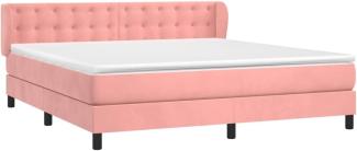 vidaXL Boxspringbett mit Matratze Rosa 180x200 cm Samt 3127750