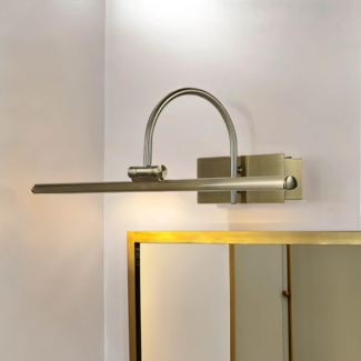 Licht-Erlebnisse Bilderleuchte GWENDI, LED fest integriert, Warmweiß, LED Wandlampe in Messing Antik Aluminium 3000K Jugendstil Bad