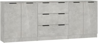 3-tlg. Sideboard, Holzwerkstoff Betongrau